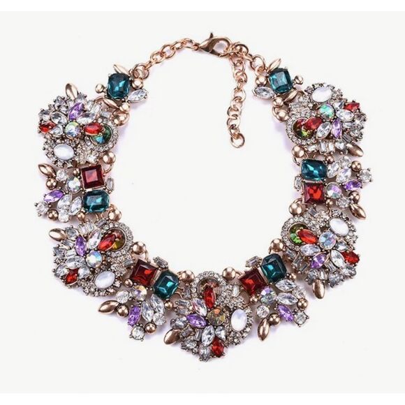 ♥️ Stunning & Sparkling multicolored crystal statement necklace ♥️ - Picture 1 of 7